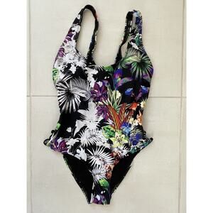 Tinibikini Swim Tropical Floral One Piece Swimsuit Strappy Sides